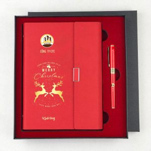 Bộ Giftset Sổ Và Bút Màu Đỏ | Quà Tặng Giáng Sinh