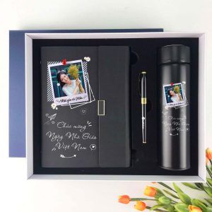 Bộ Giftset Sổ Tay, Bút Và Bình Giữ Nhiệt Màu Đen – G01Đ | Quà Tặng 20-11