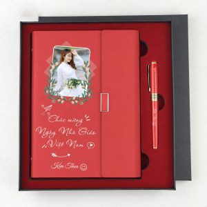 Bộ Giftset Sổ Tay Kèm Bút Màu Đỏ – Quà Tặng 20/11