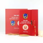 quà nhân viên sổ tay bút kim loại in logo đại hội bộ tư lệnh hải quân