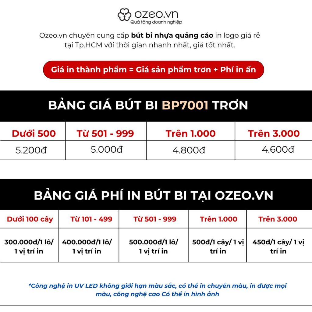 bảng giá in logo lên bút bi tre bp7001