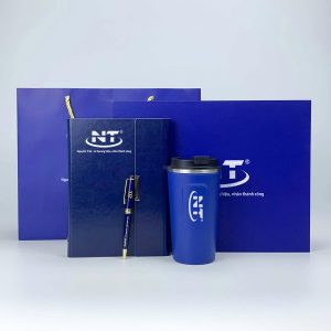 Set Quà Tặng Doanh Nghiệp Sổ Da + Bút Ký + Ly Giữ Nhiệt In Logo Theo Yêu Cầu GS23