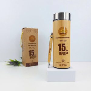 Set Quà Tặng Sự Kiện Gồm Bình Giữ Nhiệt Và Bút Tre In Logo