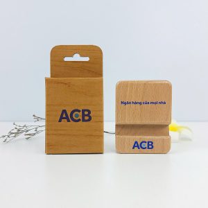 Hộp Giá Để Điện Thoại Gỗ In Logo Ngân Hàng Tri Ân Đối Tác
