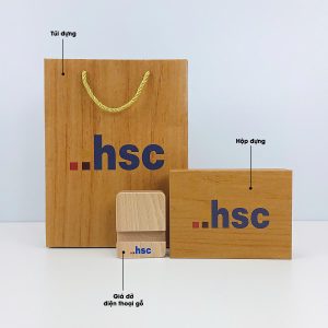 Set Giá Gỗ Để Điện Thoại In Logo Công Ty & Tổ Chức Tài Chính
