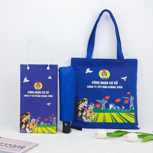 Set Quà Tặng Kỷ Niệm Ngày Thành Lập Túi Vải & Dù Tự Động In Logo-GS411