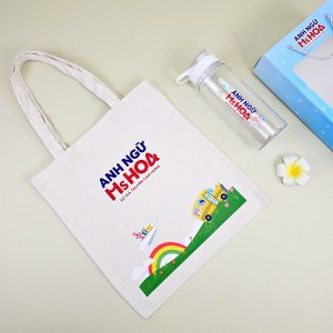 Set Túi Canvas & Bình Nước In Logo Quà Tặng Giáo Dục-GS43